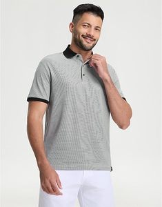 Customizable Men's Micro Dot Golf Polo High Elastic Short Sleeve Contrast Cuff Performance <b>Tops</b> high quality <b>lycra</b> polo shirts - Product Image 5