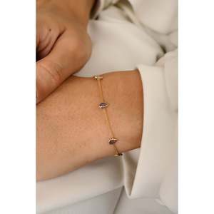 18K Gold Rhodium Plated Pear Cut <b>Tanzanite</b> Charm <b>Bracelet</b>-Minimal Everyday Style - Product Image 4