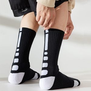 Men's Knee High <b>Sports</b> <b>Socks</b> <b>Black</b> With Gray Stripes Breathable Knitted Polyester Spandex Summer Athletic <b>Socks</b> - Product Image 5
