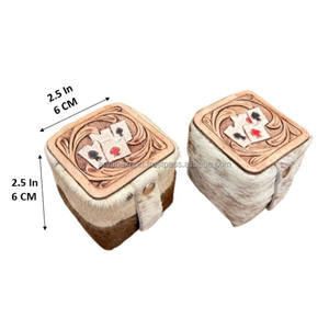 Nouvelle conception de carte en cuir de vachette usiné à la main Mini organisateur de bijoux de voyage Portable anneaux boîte pour les femmes parfait pour les cadeaux - Product Image 2