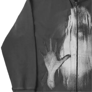 Sudadera con capucha para hombre, lavada, desgastada, con gráfico streetwear, oversize, de tejido grueso, con dobladillo sin rematar, estilo casual y estético - Product Image 5
