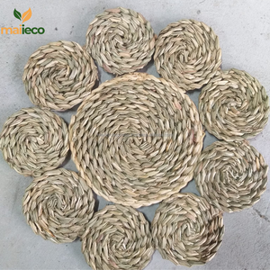 Vietnam tissé à la main Style bohème fleur en forme de jonc de mer napperons vaisselle décorative verre matériel tapis et tampons emballage en Carton - Product Image 1