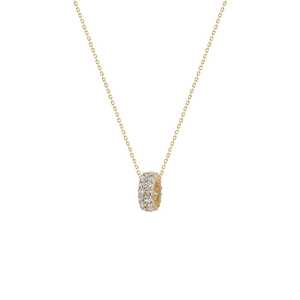 Colliers pendentifs en perles rondelles de diamant, or massif 14k 18k, pavé de diamants de laboratoire taille ronde, minimalistes, pour usage quotidien, breloques coulissantes de luxe - Product Image 1