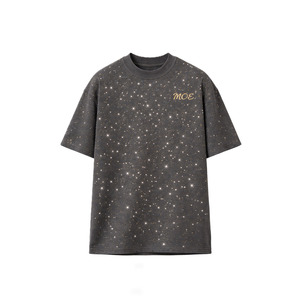 All Over Rhinestone Design Men's shirts Acid Wash Grey Oversized 100% Cotton T-shirt <b>Hip</b> Hop Streetwear Boxy Fit Casual T-Shirts - Product Image 2