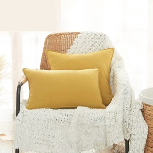 ปลอกหมอนอิงสีแดงทึบ ผ้าฝ้าย 100% ซักได้ ปิดแบบซอง ปลอกหมอนตกแต่งบ้าน - Product Image 2