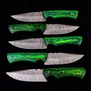 Damascus Steel Hunting Skinner Knife Tactical Survival Knife Pakka Wood Handle Camping Skinner Knife with <b>Leather</b> Sheath - Product Image 1