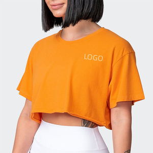 เสื้อยืดครอปผู้หญิงผ้าฝ้ายดีไซน์ล่าสุด แฟชั่นฤดูร้อน สีสันตามสั่ง ระบายอากาศได้ดี แห้งเร็ว สวมใส่สบายสำหรับผู้ใหญ่ - Product Image 5