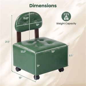 Ensemble de 2 tabourets roulants empilables avec roulettes à frein, repose-pieds compact pour entrée - Product Image 4