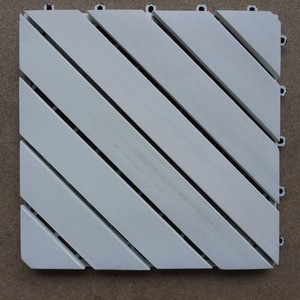 Carreaux de terrasse modernes à emboîtement WPC 300mm x 300mm Facile à installer Plancher extérieur en bois d'acacia blanc lisse Conception de bricolage à 8 lamelles - Product Image 1