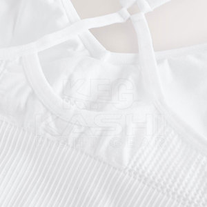 Soutien-gorge de sport simple et tendance, éco-responsable, avec logo frontal, en tissu respirant, maintien moyen, pour le fitness féminin - Product Image 3