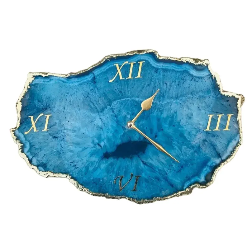 Best Selling Top Quality Natural Agate Stone Wall Clock For Home Hotel Restaurant Decorative