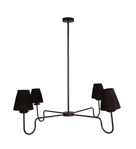 Modern <b>Black</b> Fabric <b>Shade</b> Chandelier Minimalist Linear Pendant <b>Light</b> Contemporary Hanging Ceiling Lamp - Product Image 4