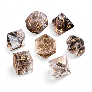 High quality stone dice crystal Smoky quartz natural crystal reiki healing gemstones Engraved custom dice set Vikings - Product Image 1