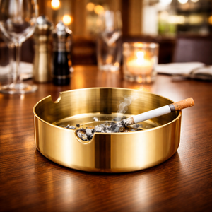 Cenicero Moderno de Lujo de Acero Inoxidable con Acabado Dorado PVD, Negro Gunmetal y Plateado, Premium para Hotel, Restaurante, Hogar, Mesa, Personalizable - Product Image 2