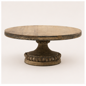 Soporte de Madera Rústico Hecho a Mano para Tartas con Elegante Base de Pedestal con Cuentas, Exhibidor de Postres de Madera Maciza Premium para Bodas - Product Image 5