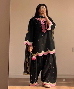 Women Traditional <b>Silk</b> Vintage Quick Dry <b>Kurta</b> Heart Print Regular Fit Floor Length Ethnic Wear India Pakistan 86624 BHANDERI- - Product Image 1