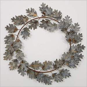 Luxury Gold Metal Wreath Handmade Iron Oak Leaf Garland Chiffon <b>Ribbon</b> Bow Front Door Sign Cottagecore Wall Decor - Product Image 3