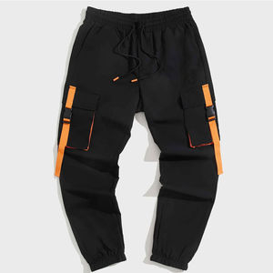 Pantalon cargo délavé pour homme, fermeture éclair, tissu respirant, streetwear, léger, 100% coton - Product Image 1