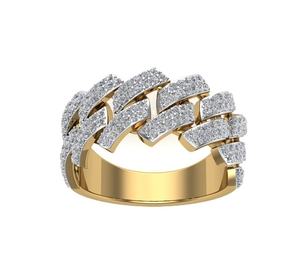 Anillo de bodas de oro macizo de 14 quilates personalizado, banda cubana de diamante cultivado en laboratorio de forma redonda de 2 quilates, joyería para hombre - Product Image 2