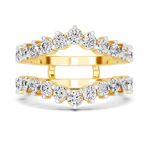 Double Row Round Cut 18k Solid Gold Plated 925 Sterling Silver Adjustable <b>Open</b> Band Wedding Engagement <b>Ring</b> for Women Wear - Product Image 3