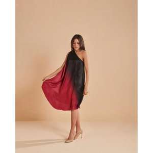 Robe longue asymétrique ombrée pour femme, élégante, sans manches, taille naturelle, lavable, pour soirée - Product Image 1