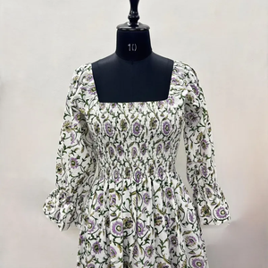 Vestido Casual Midi para Mujer, Tejido 100% Algodón, Liso, Manga Corta, Cintura Imperio, Estilo Babydoll, Cuello en V, Holgado, Funcional - Product Image 3