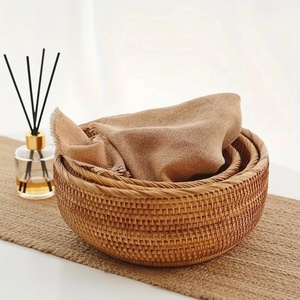 Natural Handwoven Rattan Eco-Friendly Vintage Multifunction <b>Storage</b> <b>Basket</b> Organizer for Kitchen - Product Image 3