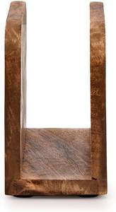 Porta servilletas de madera de mango, tamaño compacto para mesa, diseño de panel curvo, decoración pequeña para mesa de cocina o comedor, estilo rústico, para restaurante o casa de campo. - Product Image 2