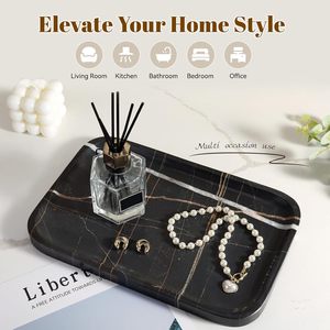 Marble <b>Tray</b>, 12"x8" Natural Marble Vanity <b>Tray</b> for Countertop Bathroom Kitchen Dresser Marble Catchall <b>Trays</b> for <b>Perfume</b> Jewelry - Product Image 4