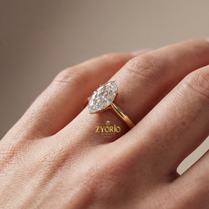 Marquise Cut Lab Grown Diamond Sterling <b>Silver</b> Wedding Party Engagement <b>Ring</b> Matte Finish Domed <b>Solitaire</b> Band - Product Image 4