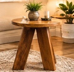 Vintage Solid Wood Eco-Friendly Coffee Table Round Rustic Living <b>Room</b> Accent Table for Housewarming Tabletop Use - Product Image 1