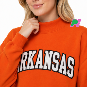 Sudadera con Cuello Alto Estilo Arkansas, Personalizada con Apliques de Letras, Bordado de Alta Calidad, Color Naranja - Product Image 6