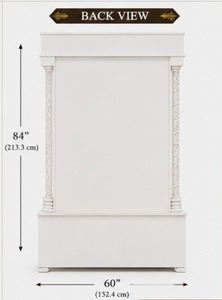 Mandir Moderno de Madera de Teca con Diseño de Hoja de Pavo Real, Acabado Blanco Brillante, Estilo Tradicional Corian, con Cajones de Almacenamiento - Product Image 4