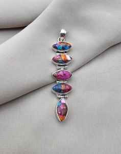 Colgante de Turquesa Ostra Espinosa, Joyería de Plata de Ley 925 para Mujer, Collar de Piedra Preciosa Natural, Regalo Elegante - Product Image 1