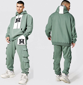 Peso Pesado grueso personalizar de Hombre Sudaderas con capucha trajes de pista con bolsillo canguro 2 piezas jersey con capucha traje de sudor para los hombres - Product Image 2