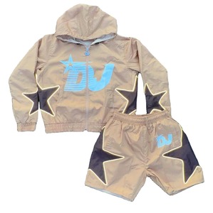 Conjuntos de Shorts de Nailon de Última Tendencia, Unisex, con Logos de Estrellas Bordados, Sudadera con Estampado por Sublimación Frontal y Shorts, Conjuntos Cortavientos OEM - Product Image 6
