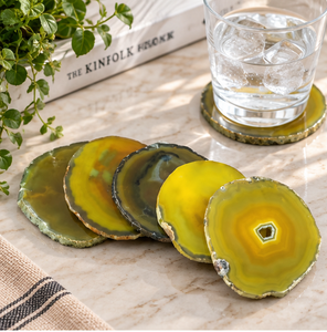 AK Brass Modern <b>Agate</b> <b>Coaster</b> Set Of 5 Handcrafted <b>Agate</b> <b>Coaster</b> For Tableware / Kitchenware Ornaments - Product Image 3