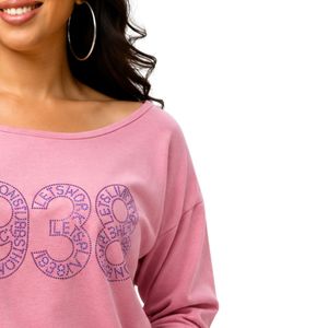 Sweat-shirt rose à col rond, pull décontracté à manches longues pour femmes, à porter tous les jours, streetwear, style de vie sportif, vêtements confortables - Product Image 5