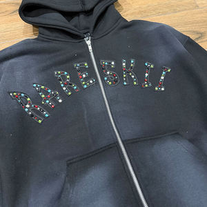 Survêtements pour hommes à prix de gros, faible MOQ, personnalisez votre propre survêtement de sport à fermeture éclair et strass pour hommes - Product Image 1