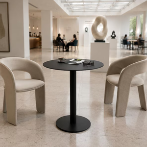 Table d'appoint ronde moderne en métal, table de café, table à manger, utilisation intérieure et extérieure - Product Image 1