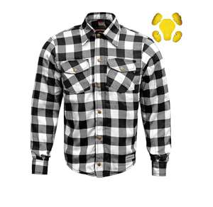Custom Men Aramid Reinforced Breathable Garment Dyed Motorcycle <b>Flannel</b> Shirt Safety Motorbike <b>Jacket</b> Plaid Design CE Armored - Product Image 1