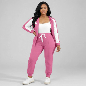 Women Plus Size Tracksuit Set <b>Black</b> Hooded Jacket Drawstring <b>Pants</b> Casual Print Breathable Lightweight 100% Polyester Winter - Product Image 1