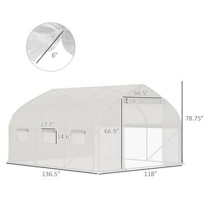 Tunnel serra da 3,5 m con telai in acciaio, struttura in acciaio inossidabile, porta e finestre in rete, disponibile in misure grandi e piccole - Product Image 3