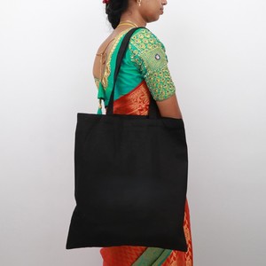 Embroidered Lotus Flower Cotton <b>Canvas</b> <b>Tote</b> Bag Zipper Closure Long Handles 15.5x14.5 Inches Lady Style Daily Use Shopping Bag - Product Image 3