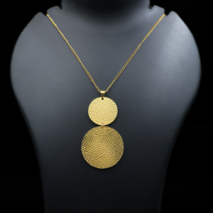 Minimal 18k Gold Plated <b>Double</b> Disc <b>Necklace</b> – Sleek Contemporary Jewelry Gift - Product Image 6