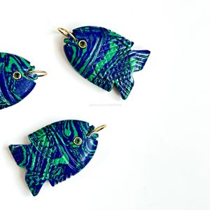 Pendentif Poisson en Azurite Malachite Naturelle AAA, Collier en Argent 925 Fait Main avec Breloque Poisson en Pierre Précieuse, Bijou en Cristal de Guérison Sculpté à la Main - Product Image 5