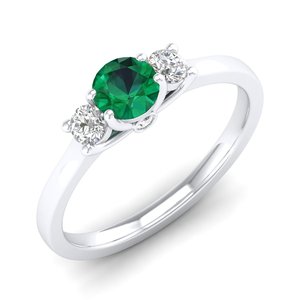 REYES Wholesale Price 925 Sterling <b>Silver</b> Round Brilliant Cut 0.5 Carat <b>Emerald</b> Gemstone and Moissanite <b>Rings</b> For Women - Product Image 2