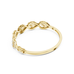 Luxury Yellow Gold Diamond <b>Infinity</b> Link Bangle <b>Bracelet</b> Elegant Openwork Fine Jewelry Women's Wedding Anniversary Gift - Product Image 3