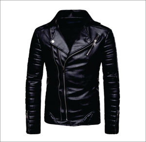 Custom Made Turn Down Collar Winter Wear <b>Men</b> Zipper Leather Jacket Fashionable Breathable Quick Dry Winter Jacket For Adults - Product Image 5