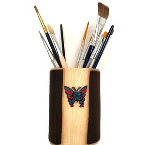 Wooden Workspace Stationery Organizer Handcrafted Timber <b>Desk</b> Pen Cup Wooden <b>Office</b> Accessory Storage Stand <b>Rustic</b> Wood Pencil O - Product Image 3